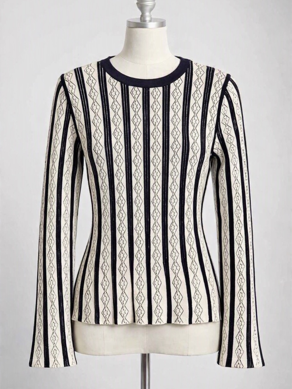 Reversible Las Pepas Navy and White Long-Sleeve Knit Top
